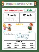 Kindergarten Sight Words Practice vector
