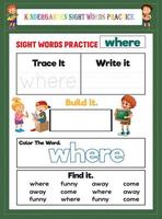 Kindergarten Sight Words Practice vector