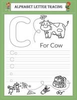 Alphabet tracing worksheet A-Z writing vector