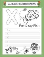 Alphabet tracing worksheet A-Z writing vector