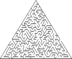 Vector layout with a gray triangular 3D maze, riddle.