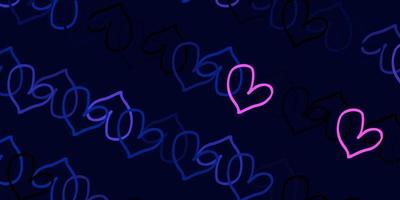 Light Pink, Blue vector texture with lovely hearts.