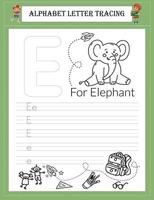 Alphabet tracing worksheet A-Z writing vector