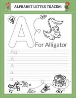 Alphabet tracing worksheet A-Z writing vector