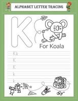 Alphabet tracing worksheet A-Z writing vector