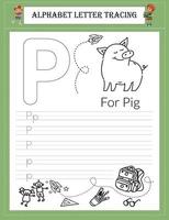 Alphabet tracing worksheet A-Z writing vector