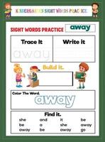 Kindergarten Sight Words Practice vector