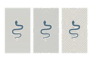 colección de diseño boho de arte de pared de línea de serpiente vector