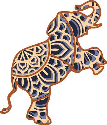 Elephant , 4 layers , mandala ,  perfect for a laser cutter