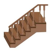 Wooden staircase to the porch - a staircase to enter the house with decorative wooden railings vector