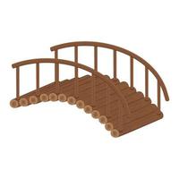 Wooden bridge made of logs, color isolated vector illustration cartoon