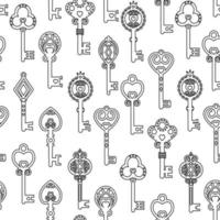 Pattern Set of vintage keys, color vector illustration flat