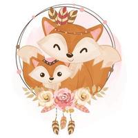 Adorable Bohemian Animals Mom and Baby Illustration