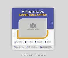 Winter Sale Social Media Post Design Template vector