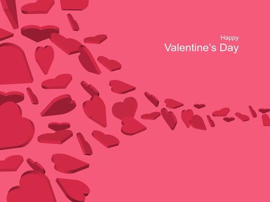 3d hearts banner. Red hearts shape flowing in the air. Background for valentine, wedding, woman or mother day.