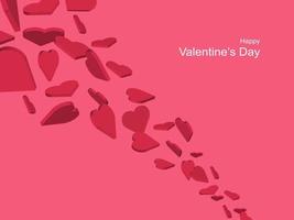 3d hearts banner. Red hearts shape flowing in the air. Background for valentine, wedding, woman or mother day. vector