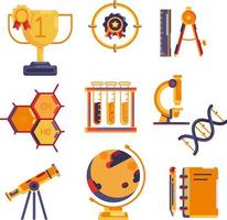 DNA astronomy physics space science counting icons and trophies vector