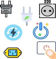 conjunto de vectores eléctricos de botón de encendido