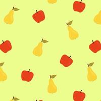 Seamless pattern with pears and apples in cartoon style, vector illustration