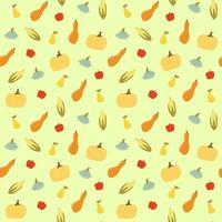 Seamless pattern with autumn vegetables, harvest. Vector illustration. Wallpaper, gift paper, web page background, greeting card