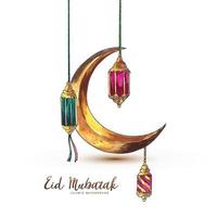 Eid mubarak background with moon card design vector