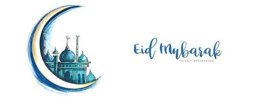 fondo de banner de tarjeta de felicitación de eid mubarak vector