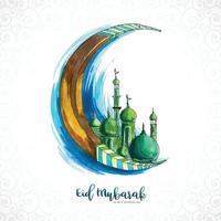 tarjeta de felicitación de eid mubarak para el fondo de vacaciones musulmanas vector