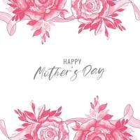 Beautiful flowers mother's day greeting card on white background vector