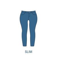 Slim Pants Type of Woman Trousers Silhouette Icon. Modern Women Garment Style. Fashion Casual Apparel. Beautiful Type of Female Jeans Trousers. Slacks, Loose Pants. Isolated Vector Illustration.