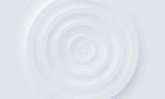 White Abstract Circular Modern Wallpaper Design. Grey Futuristic Circle Background in Neumorphism Style. Geometric Round Empty Pattern. Blank Concentric Minimalism Cover. Vector Illustration.