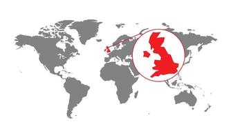 United Kingdom map focus. Isolated world map. Isolated on white background. Vector illustration.