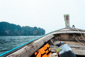 Travel, sea and rocky mountains in Thailand photo