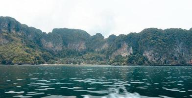 Travel, sea and rocky mountains in Thailand photo