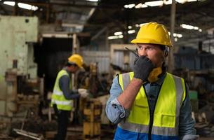 Chief mechanical engineer working in a mechanical factory photo