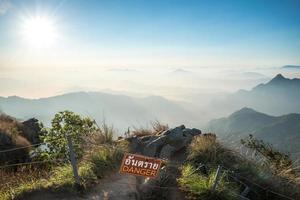 At the edge of the mountain, dangerous zone of Phu Chi Fah in Chiang rai province of Thailand. photo
