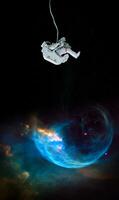 Astronaut and space background. Elements of this image furnished by NASA. photo