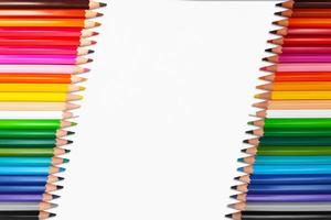 Colorful crayons in lines with copy space photo