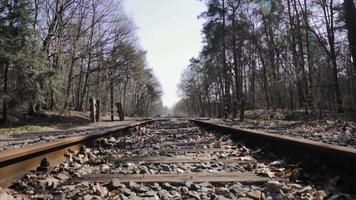 Slow Pan forward on Train tracks video