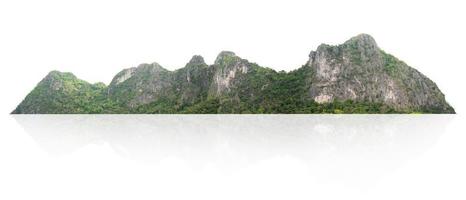 rock mountain hill with green forest isolate on white background photo