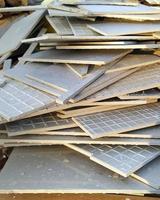 One pile of tile fragments. Tile fragments at the construction site. photo