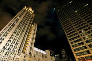 Chicago Downtown City  Night Photography Wrigley Square photo