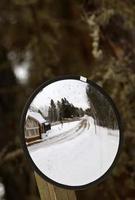 Mirror showing South Gate building at Waskesui National Park photo