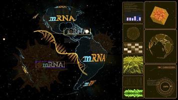 vaccine mRNA model on global digital computer yellow monitor photo