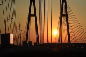 Silhouette in the evening of super hi ways in Tokyo, Japan. photo