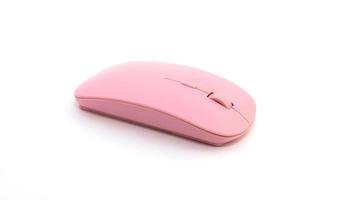 pink computer mouse on a white background photo