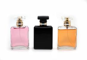 Close up of perfume isolated on white background. photo