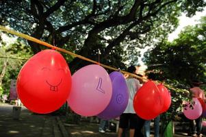 colorful balloons on a line photo