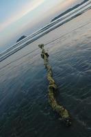 rope on a calm beach in the evening photo