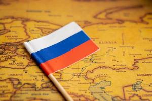 Bangkok, Thailand - February 1, 2022 Russia flag on world map background. photo