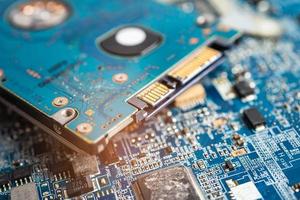 micro circuit main board computer electronic technology, hardware, mobile phone, upgrade, cleaning concept. photo